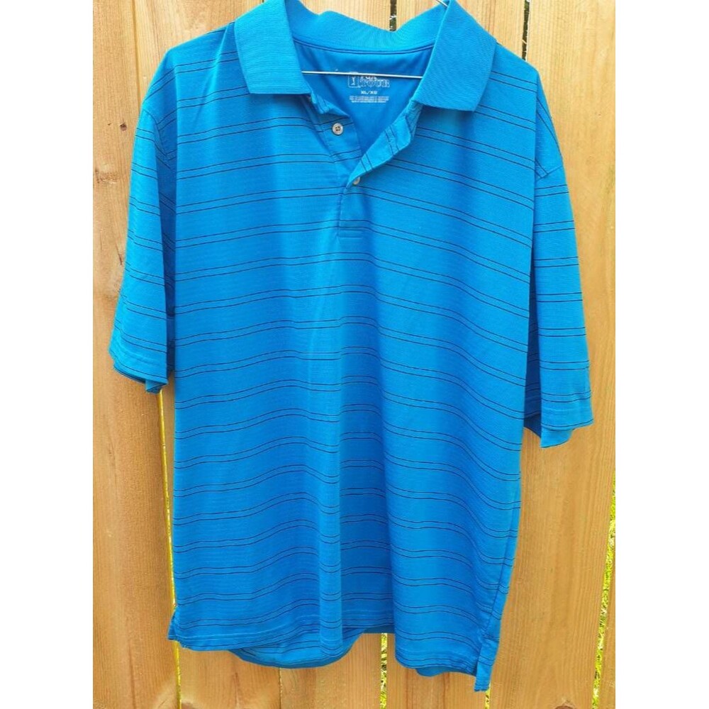 PGA Tour Mens Golf Polo Shirt Blue Black Stripe Short Sleeve Performance XL